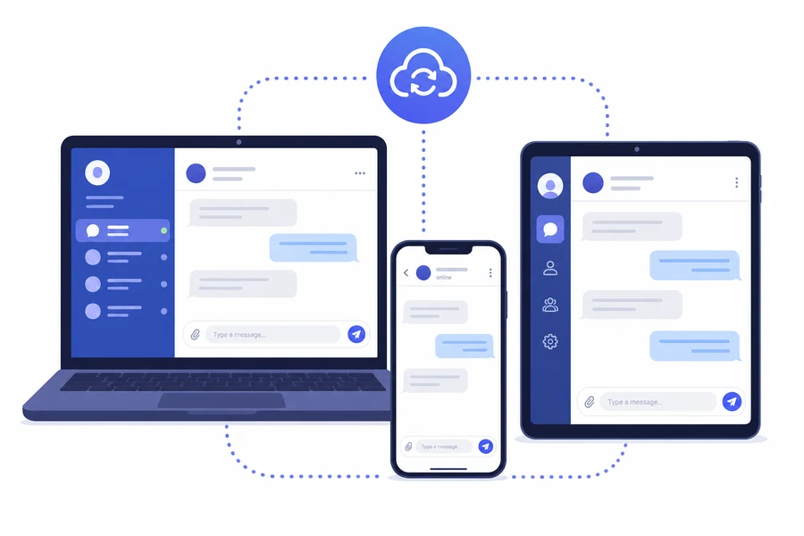 Telegram Web đồng bộ giữa laptop, điện thoại và máy tính bảng