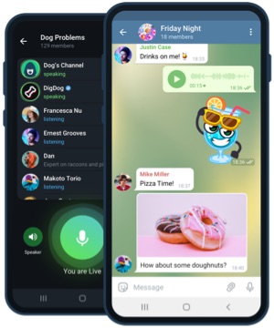 Telegram cho Android hiển thị chat thoại và hội thoại nhóm